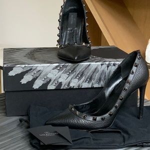Valentino Garavani Rockstud Leather 100mm Pump Black (Nero)| Size: 36